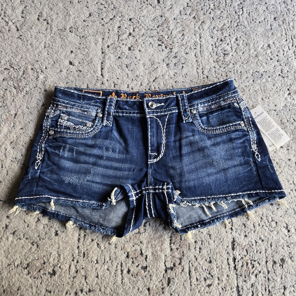 Nwt Rock Revival Embellished Denim Shorts